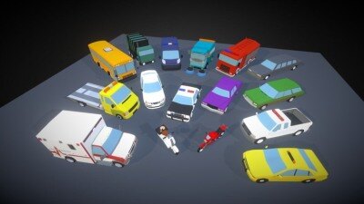 1Poly汽车模型合集 1Poly Car Packs 7 in 1 – Blender 3D-Models