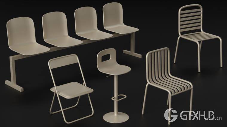 灭火器独轮车街道垃圾箱长凳栏杆用于城市环境和街道 Artstation - 80 City Asset Kitbash