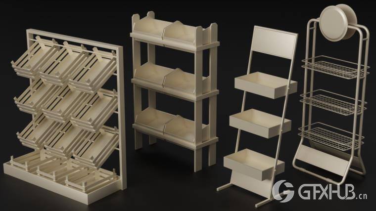 灭火器独轮车街道垃圾箱长凳栏杆用于城市环境和街道 Artstation - 80 City Asset Kitbash