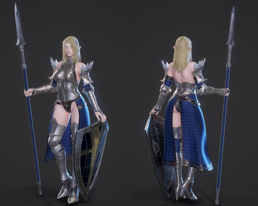 游戏角色精灵圣骑士3D模型 (格式：BlendMAXFBXMAYAUE4) Elf Paladin - Game Ready