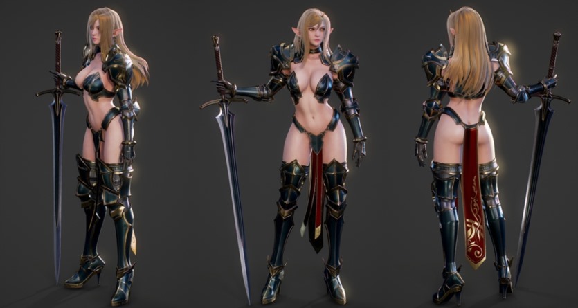 游戏角色精灵剑圣3D模型 (格式：BlendMAXFBXMAYAUE4) Elf Swordmaster - Game Ready