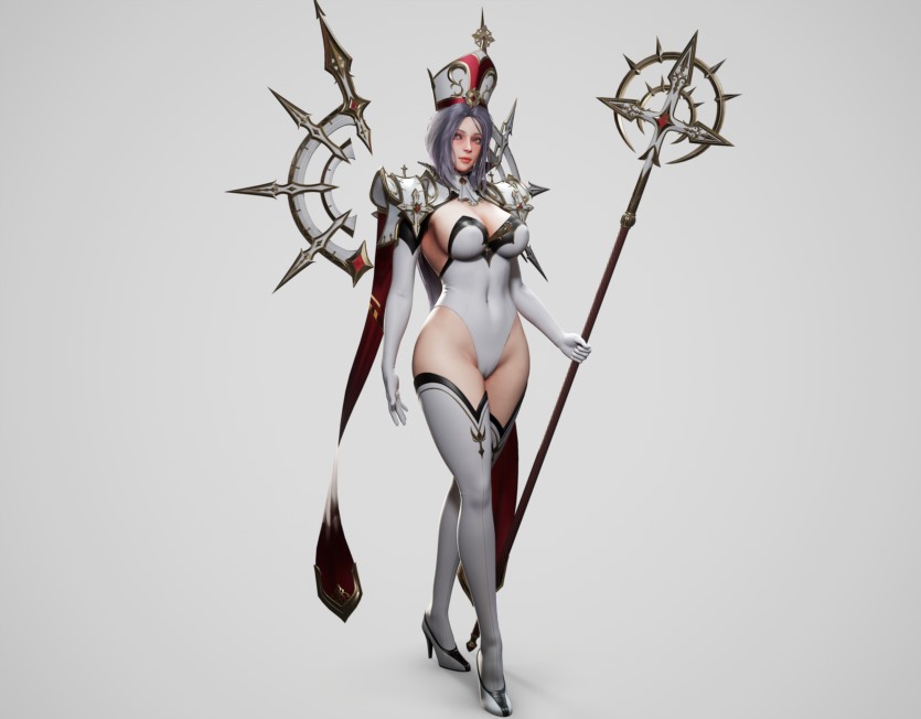 游戏角色高阶女祭司3D模型 (格式：BlendMAXFBXMAYAUE4) High Priestess - Game Ready