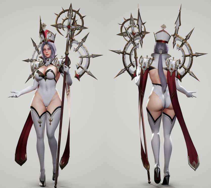 游戏角色高阶女祭司3D模型 (格式：BlendMAXFBXMAYAUE4) High Priestess - Game Ready