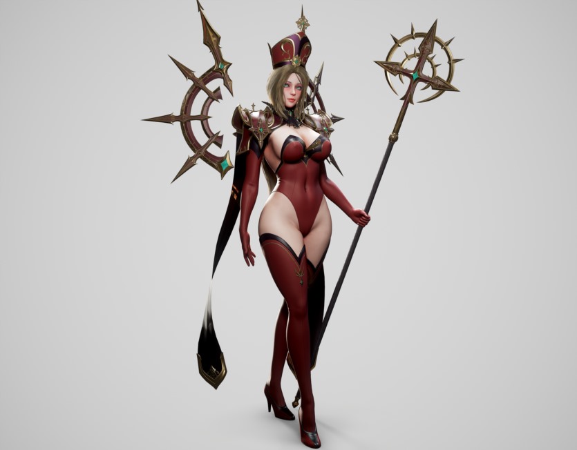 游戏角色高阶女祭司3D模型 (格式：BlendMAXFBXMAYAUE4) High Priestess - Game Ready