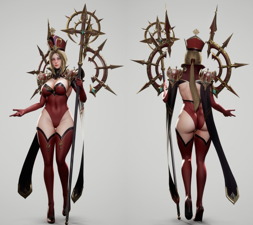 游戏角色高阶女祭司3D模型 (格式：BlendMAXFBXMAYAUE4) High Priestess - Game Ready