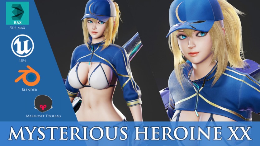 游戏角色神秘女主角3D模型 (格式：BlendMAXFBXMAYAUE4) Mysterious Heroine XX - Game Ready