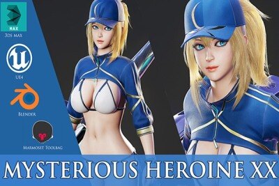 游戏角色神秘女主角3D模型 (格式：Blend\MAX\FBX\MAYA\UE4) Mysterious Heroine XX – Game Ready
