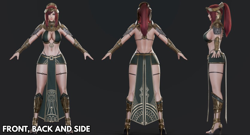 游戏角色远东古代帝国的迷人女王3d模型 (格式:blend\max\fbx\maya\ue4) Primrose Egypt - Game Ready