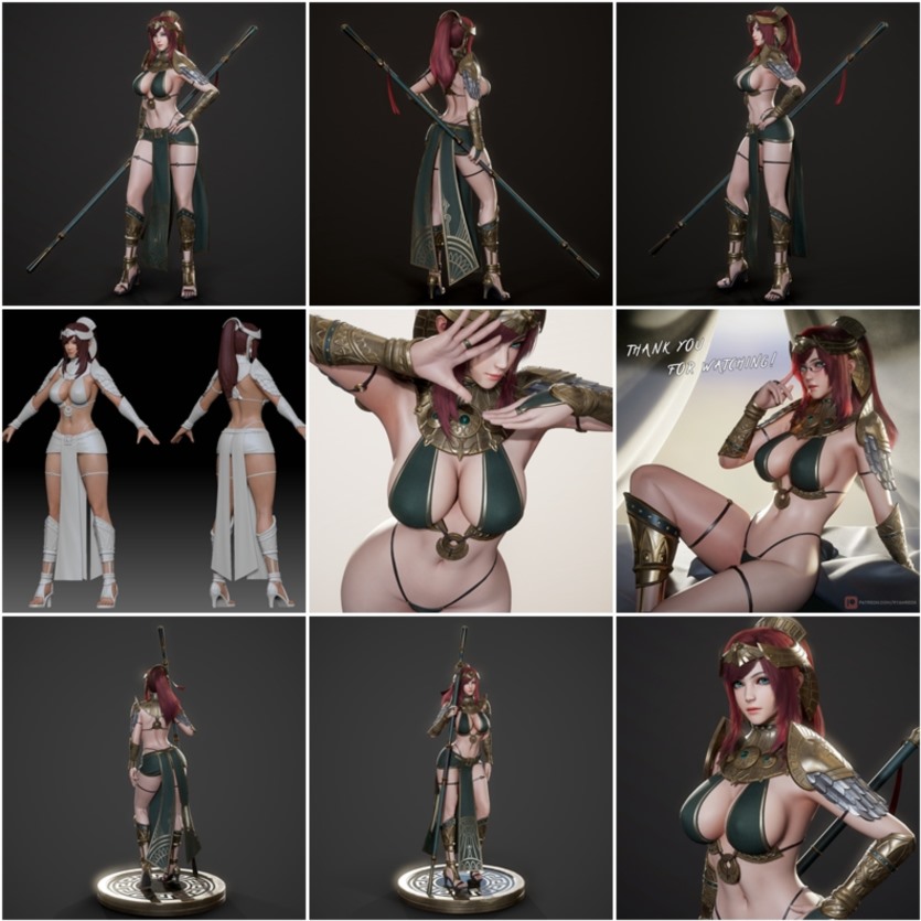 游戏角色远东古代帝国的迷人女王3d模型 (格式:blend\max\fbx\maya\ue4) Primrose Egypt - Game Ready