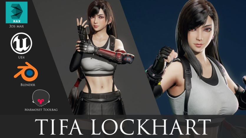 游戏角色3D模型 (格式：BlendMAXFBXMAYAUE4) Tifa Lockhart - Game Ready