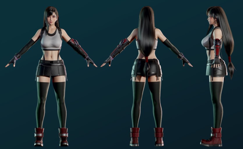 游戏角色3D模型 (格式：BlendMAXFBXMAYAUE4) Tifa Lockhart - Game Ready