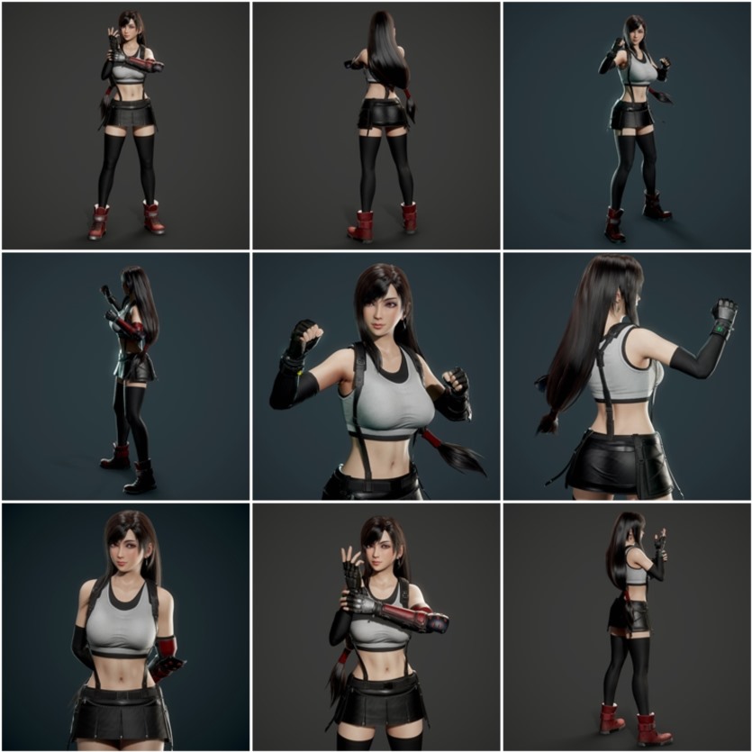 游戏角色3D模型 (格式：BlendMAXFBXMAYAUE4) Tifa Lockhart - Game Ready