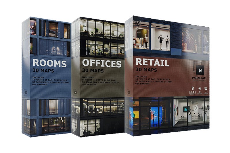 EXROSL3D透视贴图 wParallax – Rooms / Offices / Retails