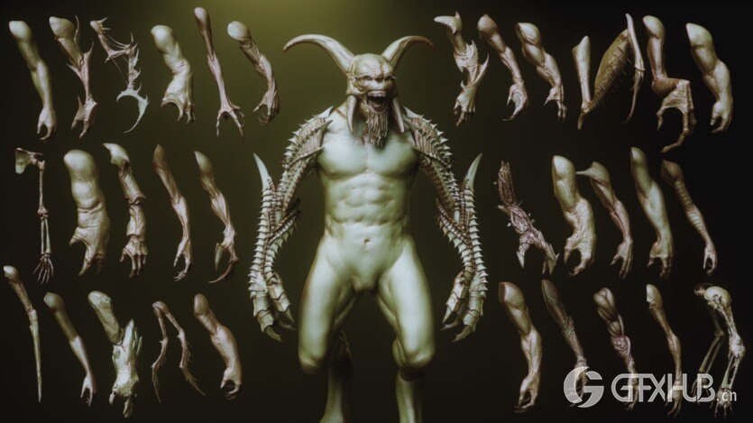 33个角色和生物手臂 ARMS - 33 Character & Creature arms Zbrush Insertmesh Brush