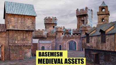 15个中世纪建筑3D模型 Artstation – BaseMesh 15 MEDIEVAL Assets+Texture Vol 2