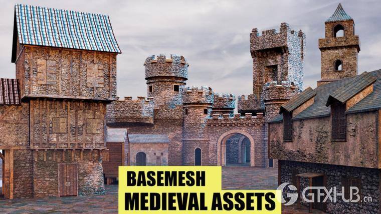 15个中世纪建筑3D模型 Artstation – BaseMesh 15 MEDIEVAL Assets+Texture Vol 2