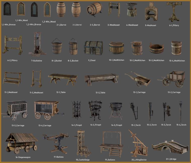 中世纪房屋建筑3D模型(MAX/FBX格式) ArtStation – BaseMesh 89 MEDIEVAL Assets+Texture