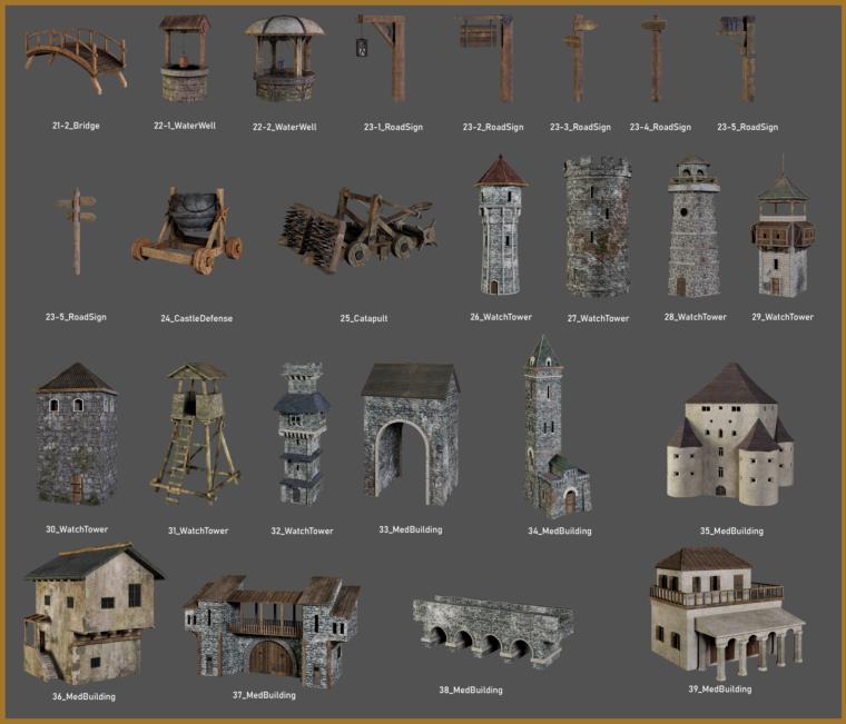 中世纪房屋建筑3D模型(MAX/FBX格式) ArtStation – BaseMesh 89 MEDIEVAL Assets+Texture