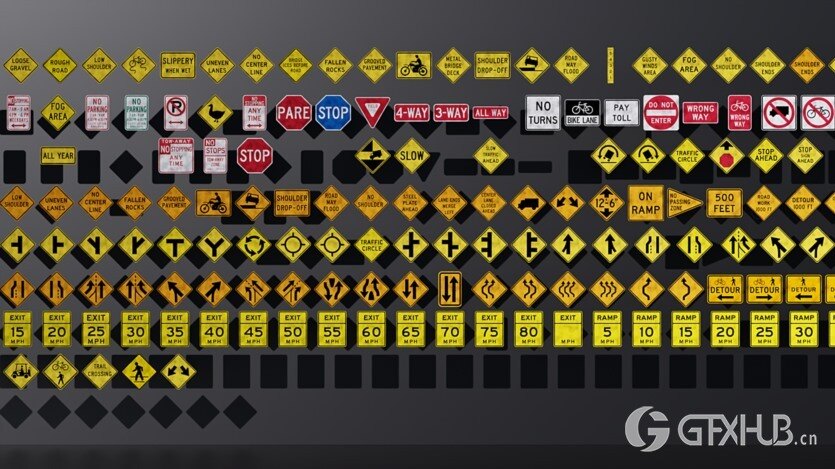 450+ 街道标志Blend模型 Bs Signs - 450+ Street Signs