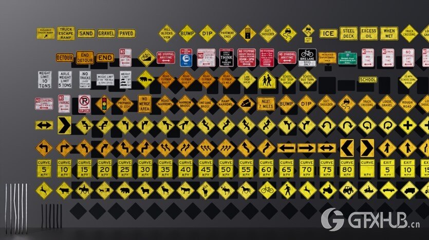 450+ 街道标志Blend模型 Bs Signs - 450+ Street Signs