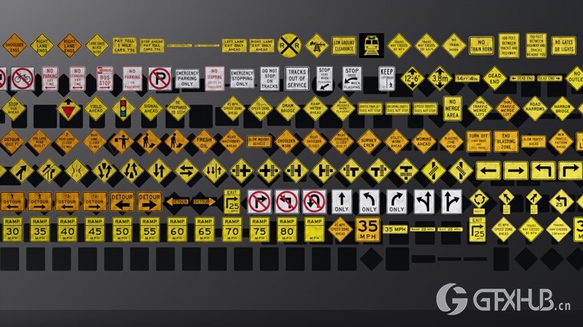 450+ 街道标志Blend模型 Bs Signs - 450+ Street Signs