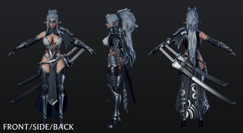 游戏角色黑暗精灵刀锋3D模型 (格式：BlendMAXFBXMAYAUE4) Dark Elf Blader - Game Ready