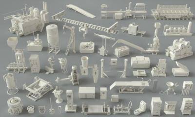 工厂仓库设备3D模型 Kitbash – Factory Units Part 3 – 49 pieces
