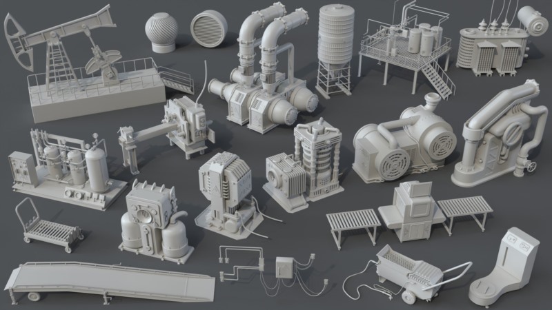 工厂设备3D模型 Factory Units 7 - 20 pieces