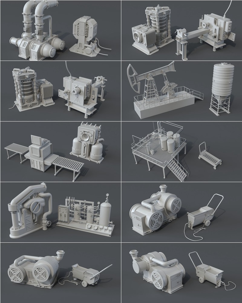 工厂设备3D模型 Factory Units 7 - 20 pieces