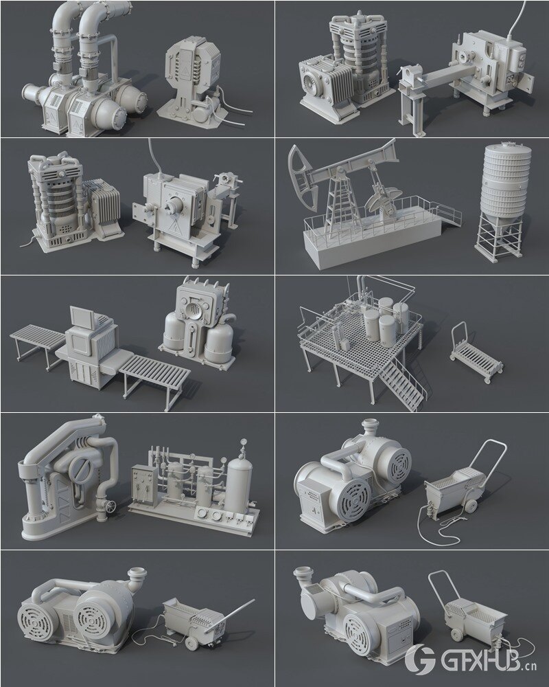 工厂设备3D模型 Factory Units 7 - 20 pieces