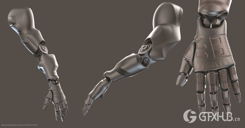 20种独特的机甲手臂3D模型 IMM 20 Scifi Arms KitBash with Uvs