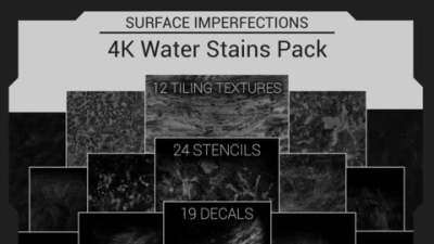 表面缺陷水渍纹理高光遮罩贴图 Surface Imperfections – Water Stains Pack