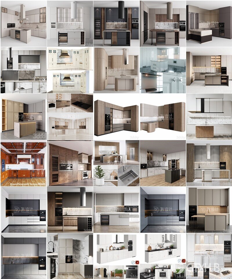 3Dsky Pro 厨房橱柜酒柜吧台食品饮料3D模型合集