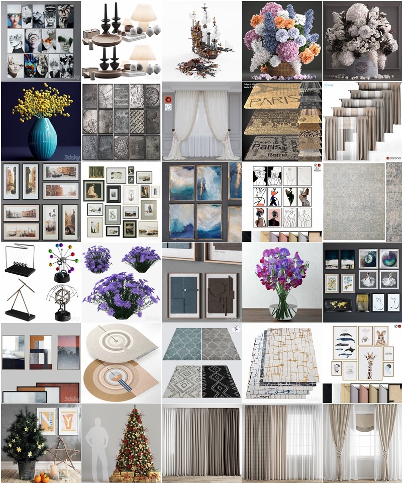 3Dsky Pro 陈设装饰摆件3D模型合集 3Dsky Pro decorate 3D Models Collection