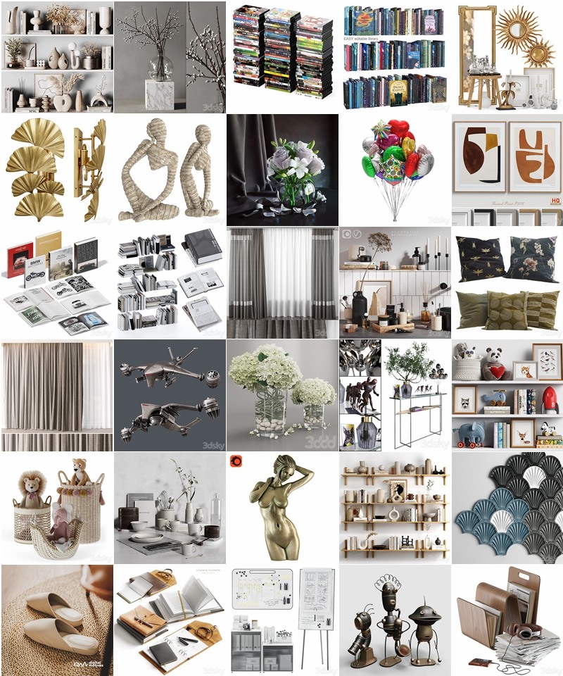 3Dsky Pro 陈设装饰摆件3D模型合集 3Dsky Pro decorate 3D Models Collection