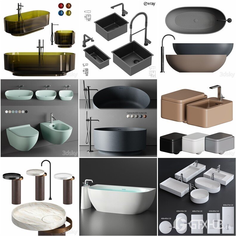 3Dsky Pro 浴室用品3D模型合集 3Dsky Pro Bathroom 3D Model Collection