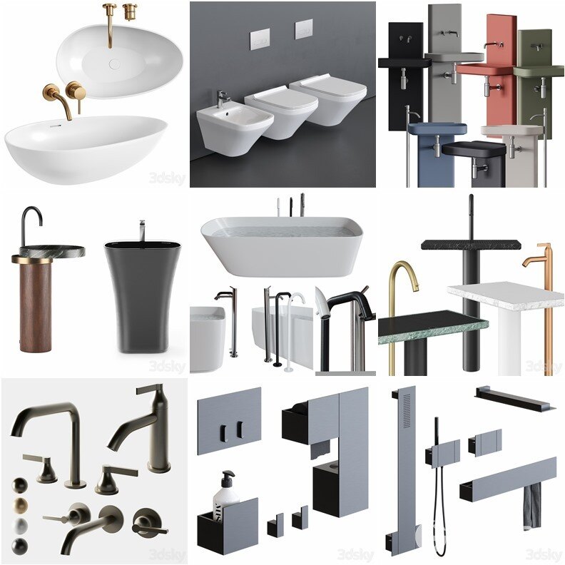3Dsky Pro 浴室用品3D模型合集 3Dsky Pro Bathroom 3D Model Collection