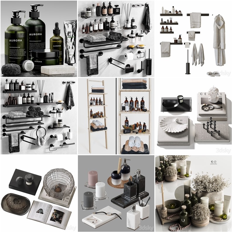 3Dsky Pro 浴室用品3D模型合集 3Dsky Pro Bathroom 3D Model Collection