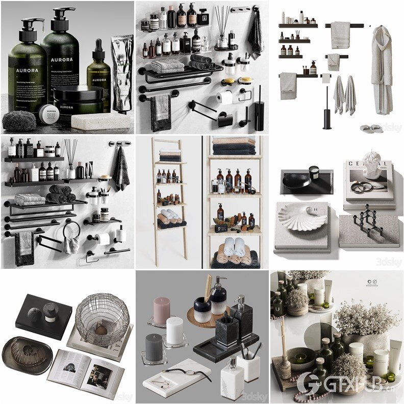 3Dsky Pro 浴室用品3D模型合集 3Dsky Pro Bathroom 3D Model Collection