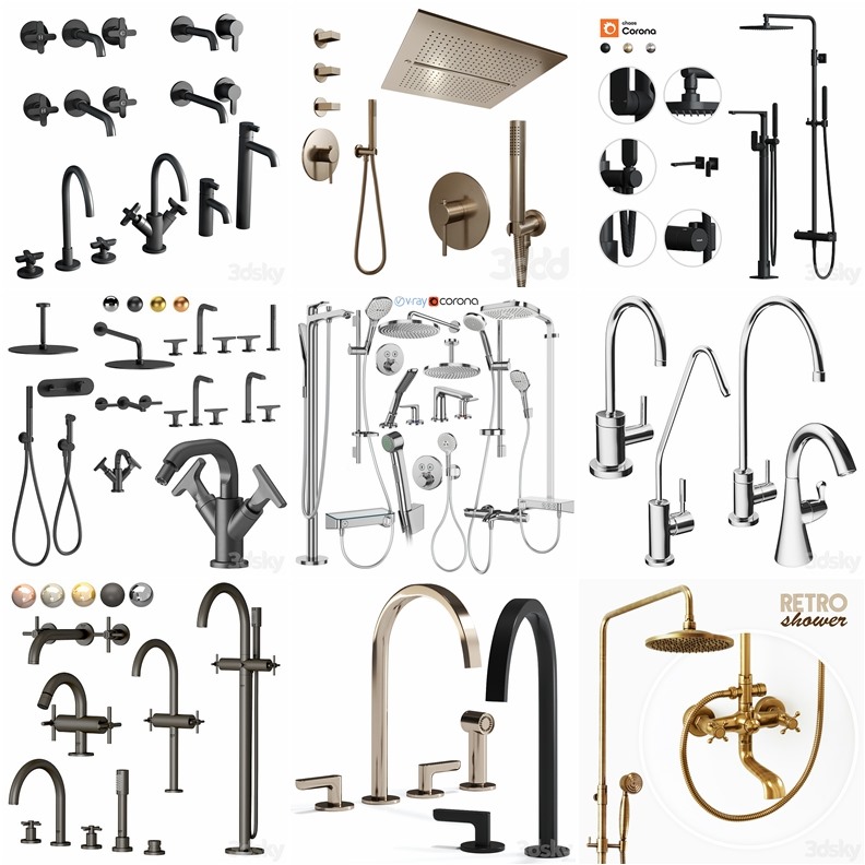 3Dsky Pro 浴室用品3D模型合集 3Dsky Pro Bathroom 3D Model Collection