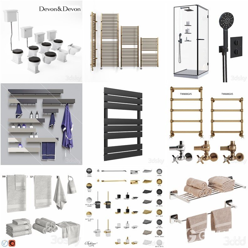 3Dsky Pro 浴室用品3D模型合集 3Dsky Pro Bathroom 3D Model Collection
