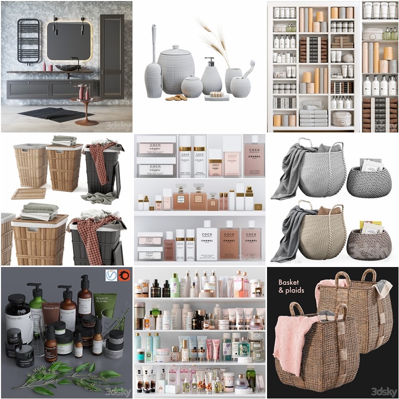3Dsky Pro 浴室用品3D模型合集 3Dsky Pro Bathroom 3D Model Collection