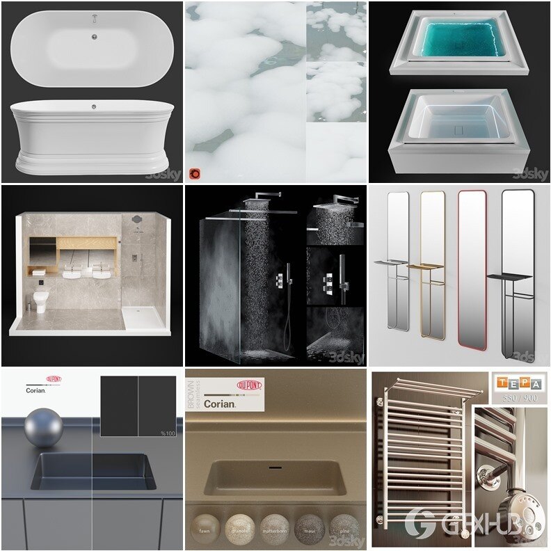 3Dsky Pro 浴室用品3D模型合集 3Dsky Pro Bathroom 3D Model Collection