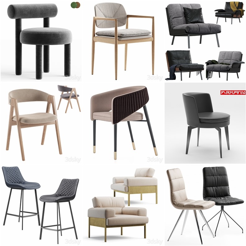 3Dsky Pro高精度椅子3D模型合集 3Dsky Pro Chair 3D Models Collection