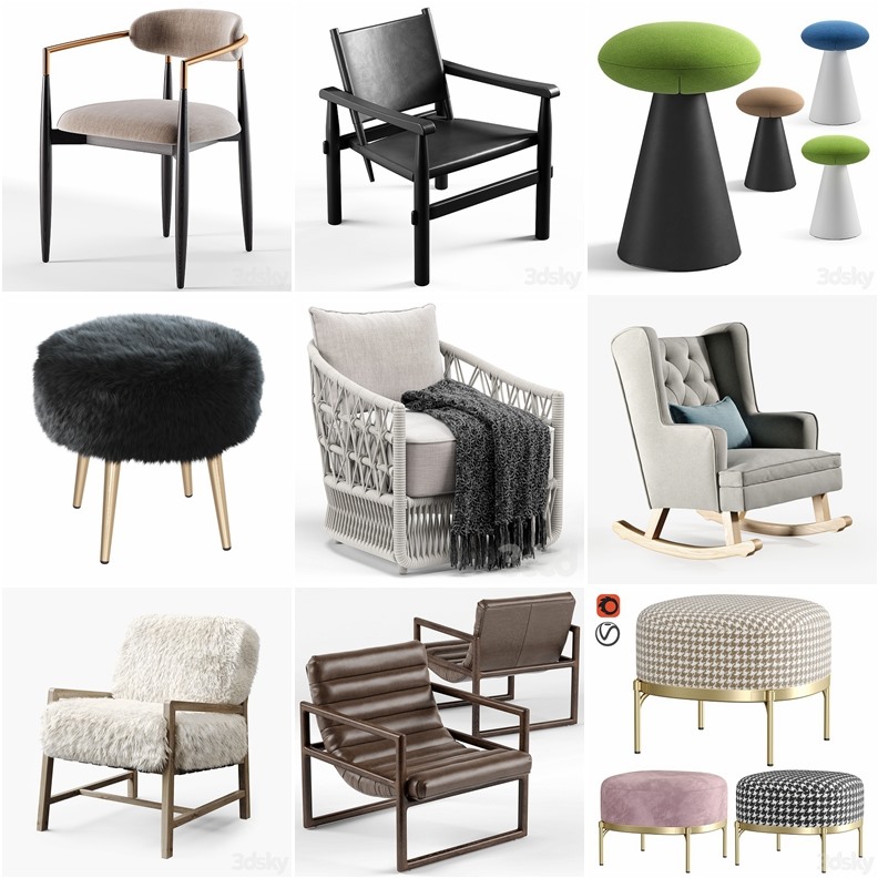 3Dsky Pro高精度椅子3D模型合集 3Dsky Pro Chair 3D Models Collection