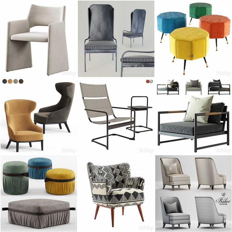 3Dsky Pro高精度椅子3D模型合集 3Dsky Pro Chair 3D Models Collection