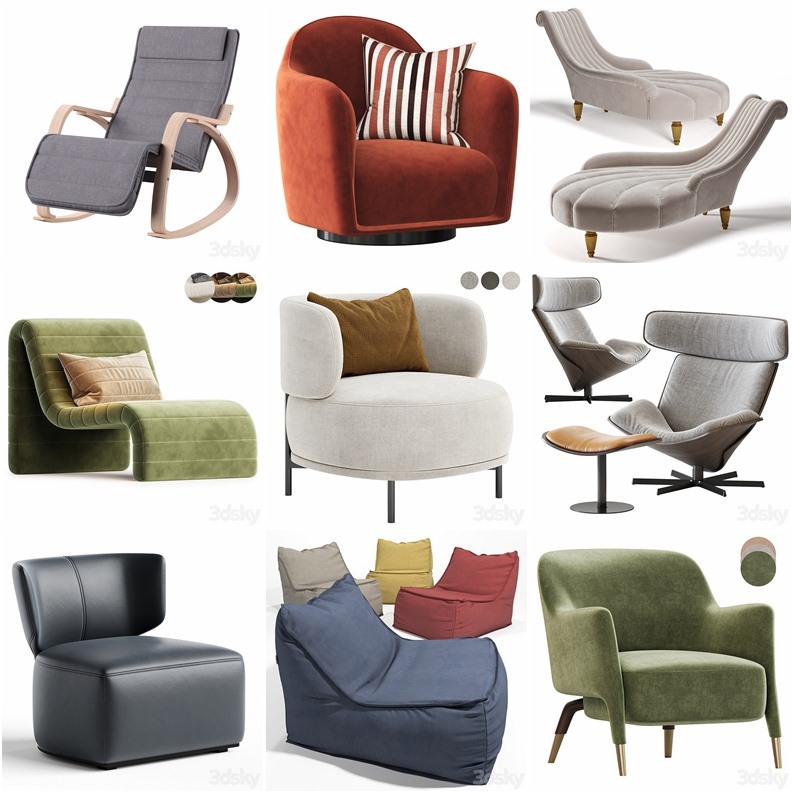 3Dsky Pro高精度椅子3D模型合集 3Dsky Pro Chair 3D Models Collection