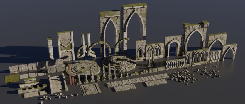 中世纪奇幻套件建筑物元素 Medieval Fantasy Kitbash