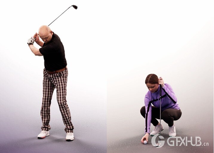 3D Max人物模型休闲运功高尔夫套装 3dpeople - 1026 Golf Bundle