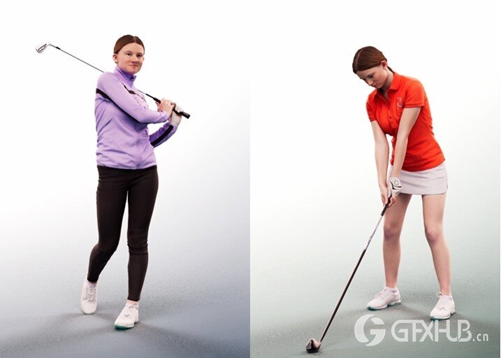 3D Max人物模型休闲运功高尔夫套装 3dpeople - 1026 Golf Bundle